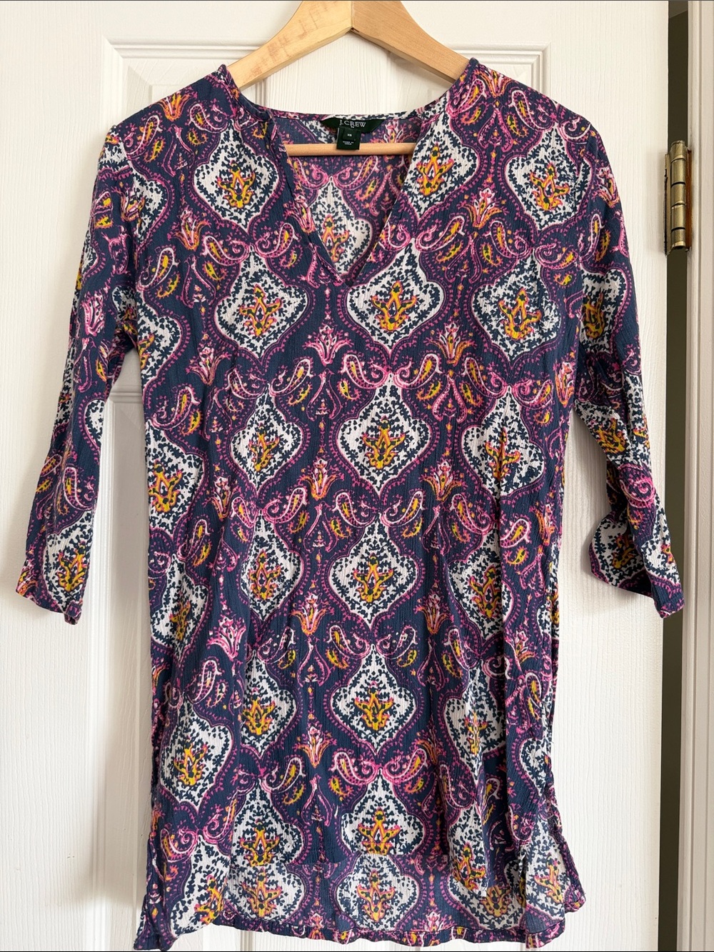 J Crew Purple Paisley-Print V-Neck Tunic